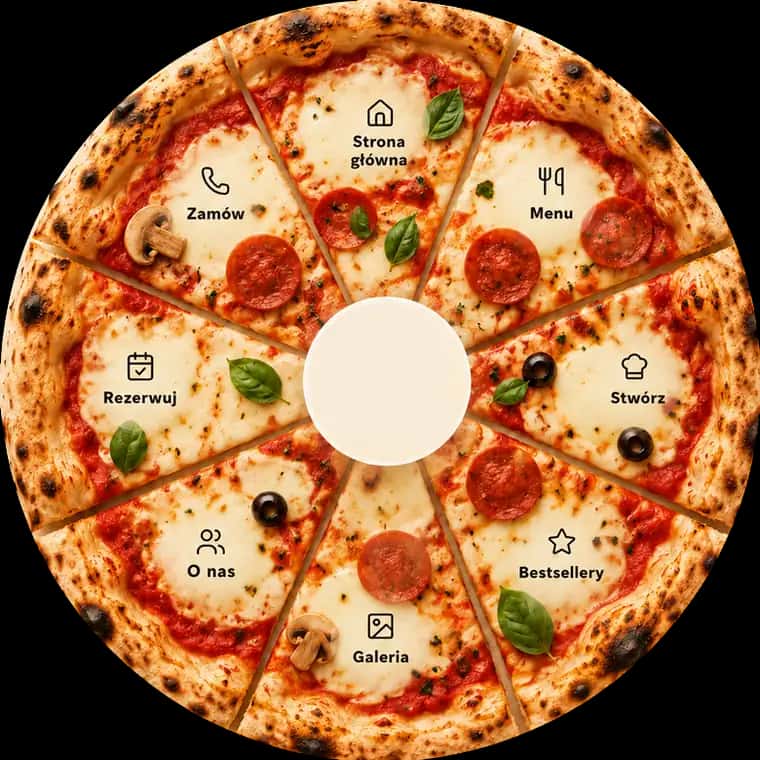 Menu nawigacyjne w formie pizzy